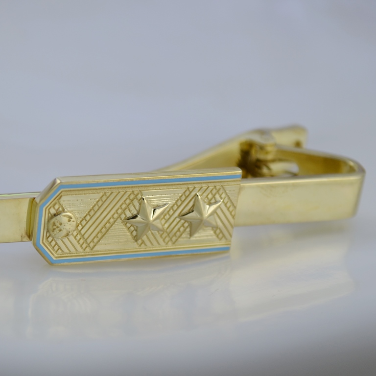 Золотой зажим для галстука в подарок генерал-лейтенанту (Вес: 20 гр.)