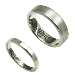Обручальные кольца с отпечатками пальцев внутри кольца на заказ (Вес пары: 11 гр.)