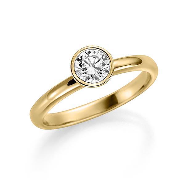 Женское кольцо с завальцованным бриллиантом 0,4 карата из жёлтого золота (Вес: 4 гр.)