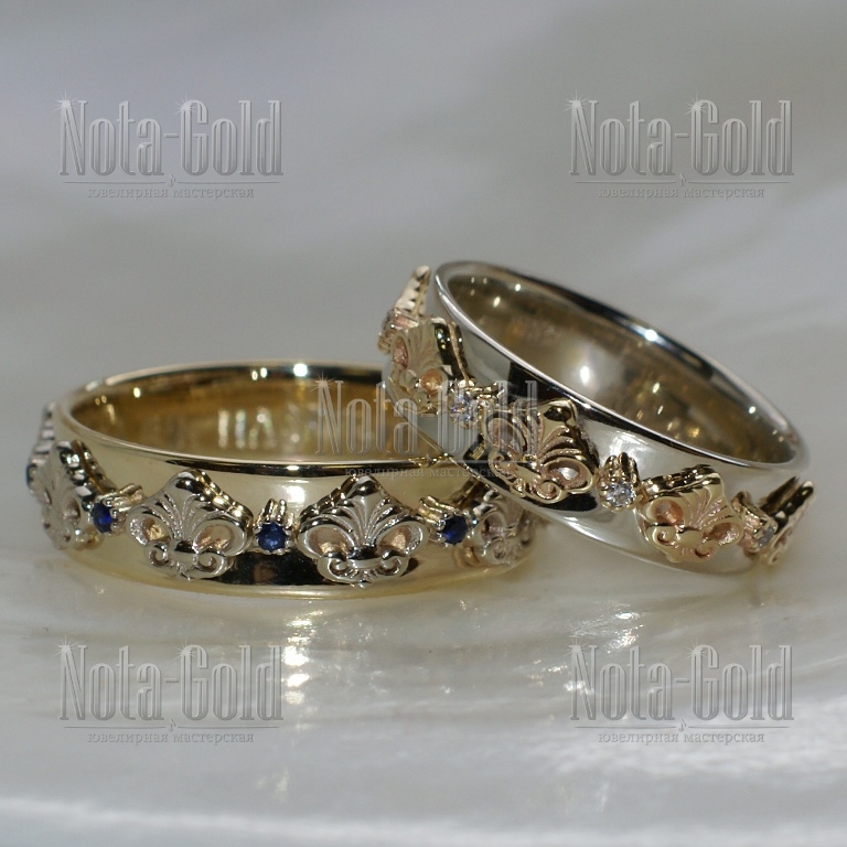 Ювелирная мастерская Nota-Gold изготовила на заказ пару эксклюзивных обручальных колец.
