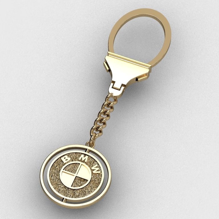 Автомобильный золотой брелок бмв (bmw)  на ключи под заказ (Вес: 30 гр.)