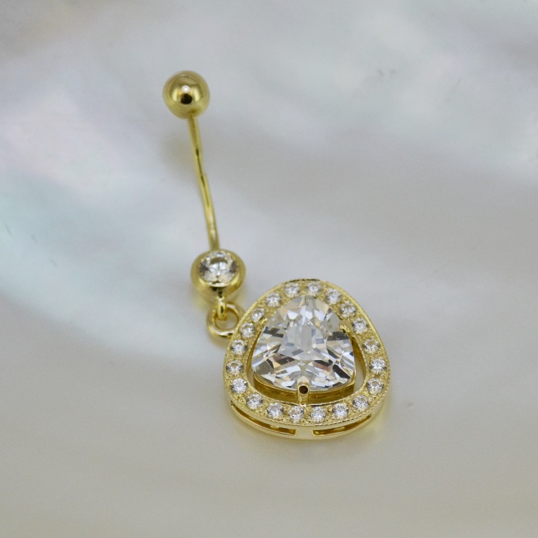Пирсинг в пупок из золота с бриллиантами на заказ (Вес 4,5 г.)