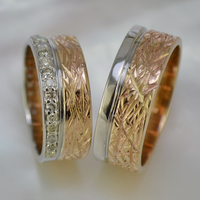 Обручальные кольца с бриллиантами на заказ (Вес пары: 14 гр.)