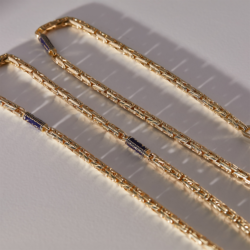 Золотая цепочка эксклюзивное плетение Лисий хвост с Рунами (цена за грамм)