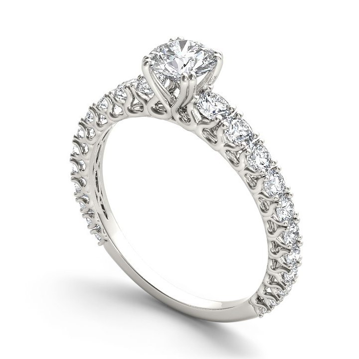 Помолвочное кольцо из белого золота с бриллиантами 0,94 карат (Вес: 4 гр.)