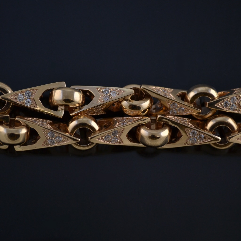 Золотая цепочка эксклюзивное плетение Адмирал с бриллиантами на заказ (цена за грамм)