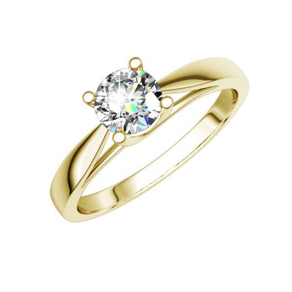 Женское кольцо из жёлтого золота с одним бриллиантом 0.5 карат в четырёх лапках (Вес: 3 гр.)