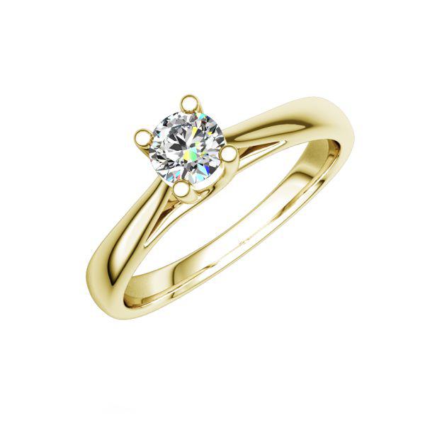 Женское кольцо из  жёлтого золота с бриллиантом 0,4 карат на прямых лапках (Вес: 2,5 гр.)