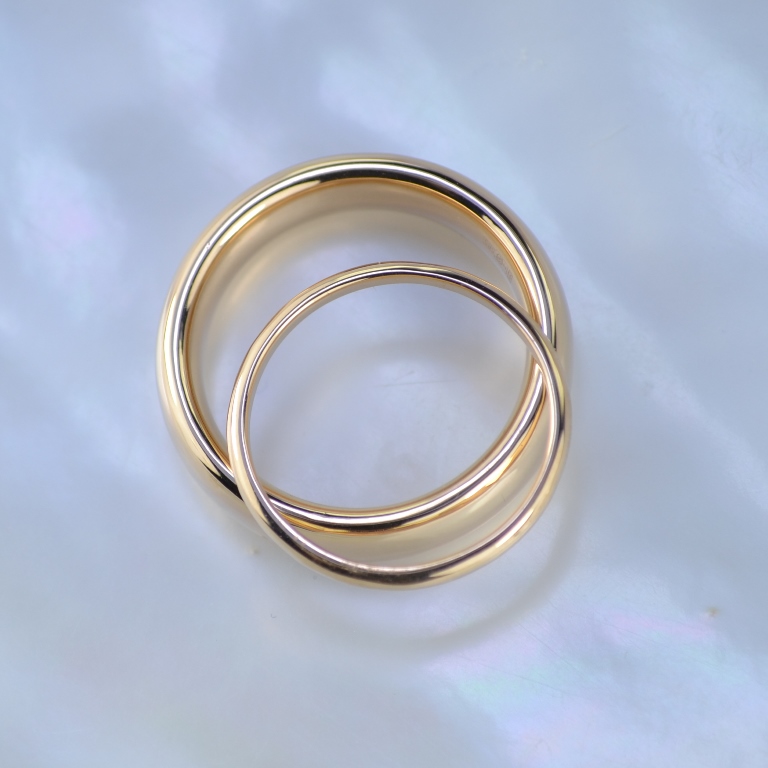 Классические гладкие обручальные кольца бублики из красного золота (Вес пары: 12 гр.)
