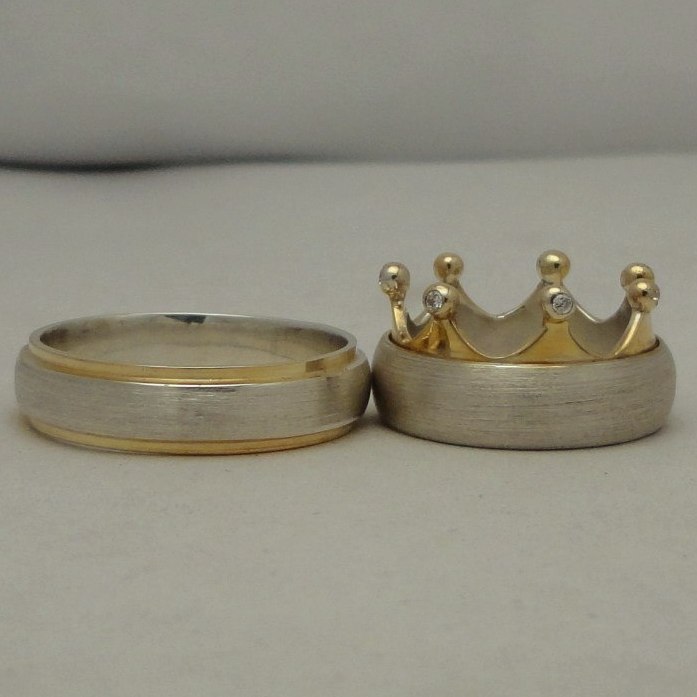 Матовые обручальные кольца корона / в виде короны на заказ (Вес пары: 14 гр.)