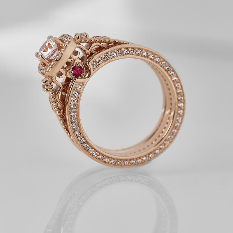 Эксклюзивное женское кольцо-трансформер из красного золота с камнями