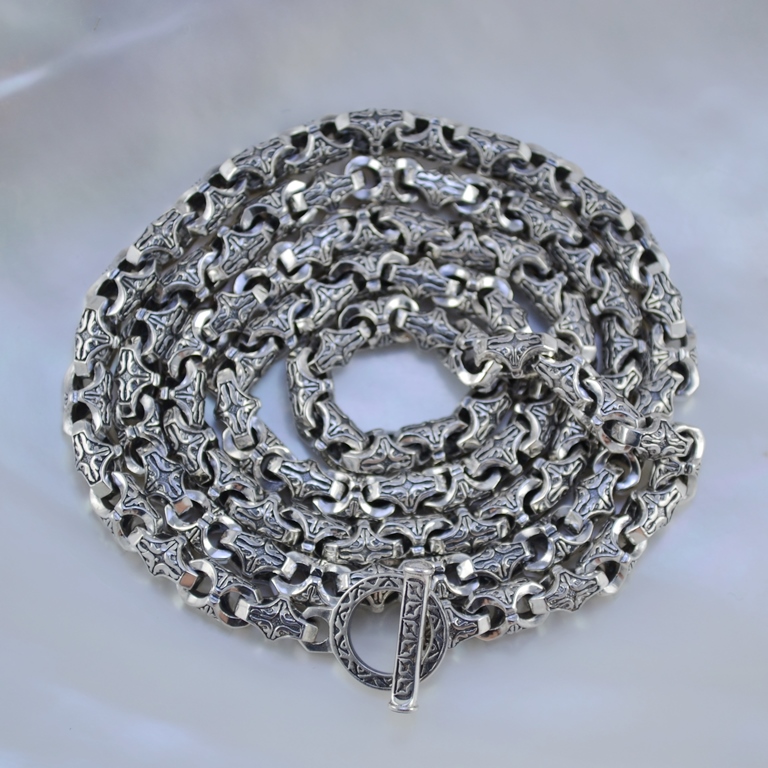Серебряная цепочка эксклюзивное плетение Краб Средний на заказ (цена за грамм)