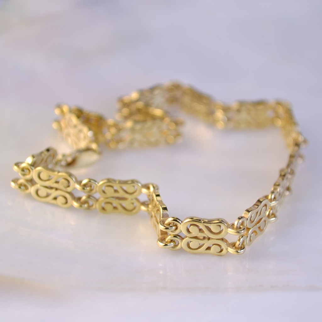 Золотой женский браслет плетение Тайкан Двойной (цена за грамм)