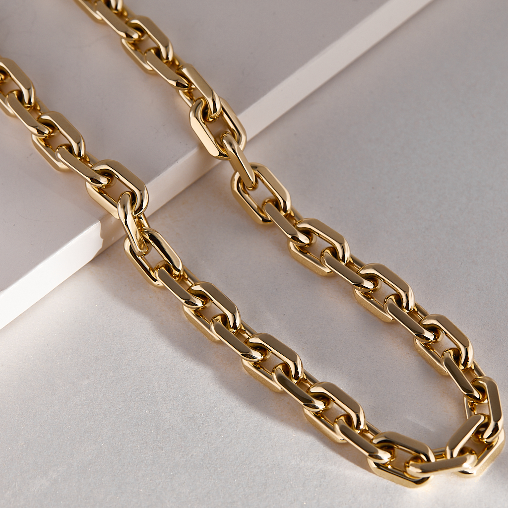 Ручное изготовление золотой ювелирной цепочки плетение Якорь классика