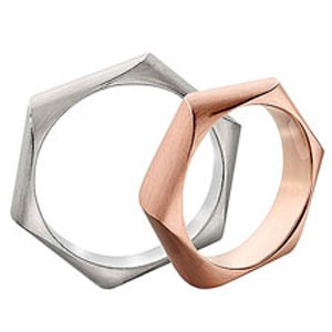 Необычные обручальные кольца в форме "гаек" на заказ (Вес пары: 11 гр.)