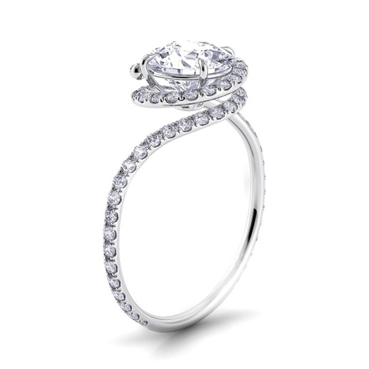 Помолвочное витое кольцо с многочисленными бриллиантами 0,34 карат (Вес: 4 гр.)