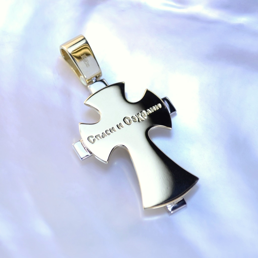 Крест из золота с бриллиантами на заказ (Вес: 11 гр.)