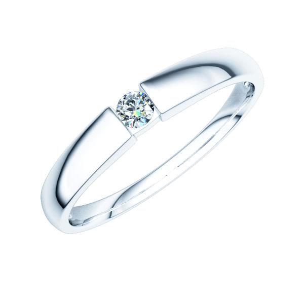 Помолвочное кольцо из белого золота с одним бриллиантом 0,1 карат (Вес: 3 гр.)