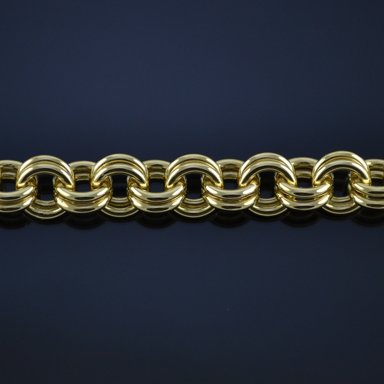 Браслет плетение Фигаро Двойное из жёлтого золота с сапфирами (цена за грамм)