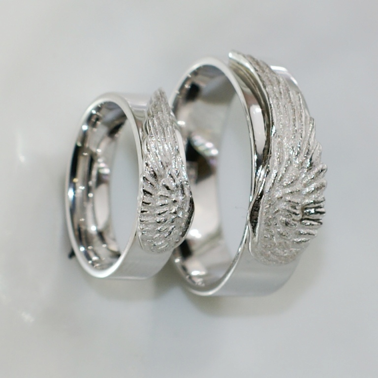 Обручальные кольца Крылья ангела из платины на заказ (Вес пары: 22 гр.)