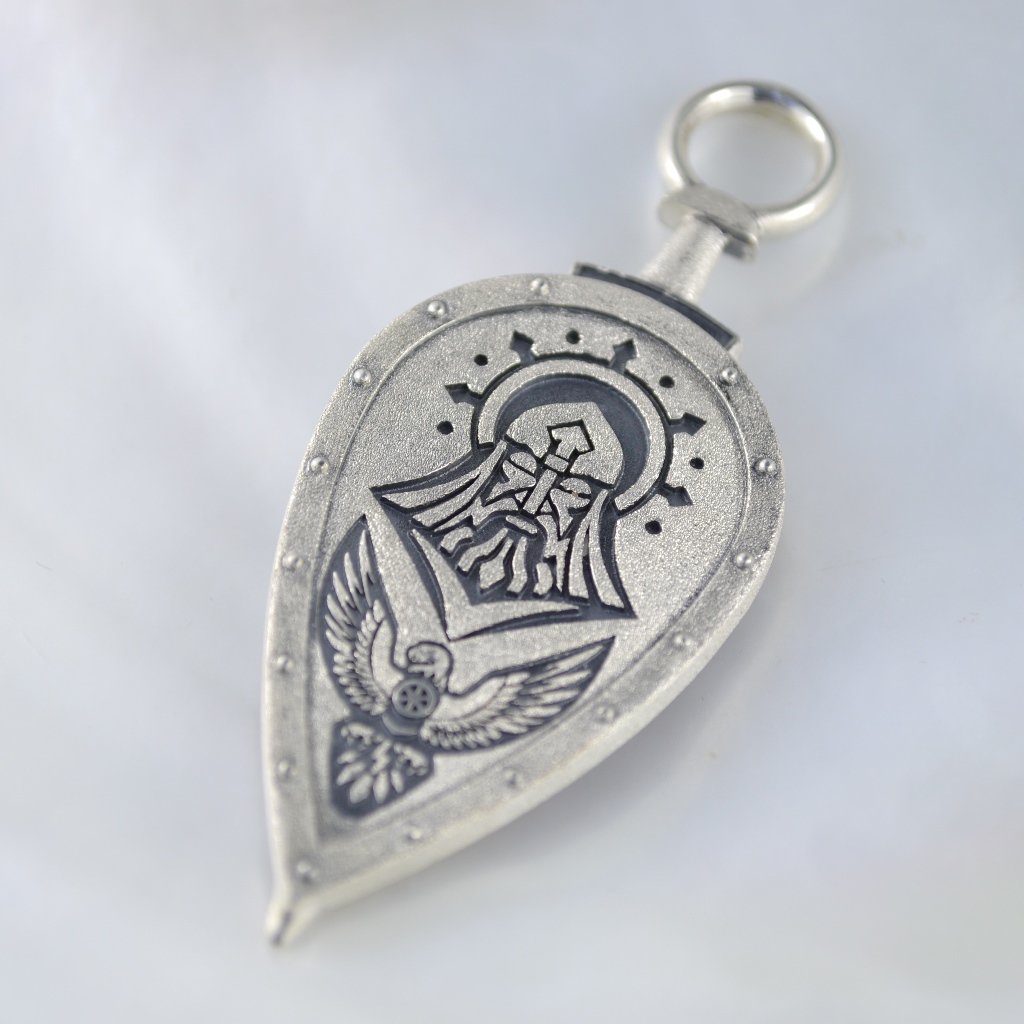Серебряная матовая подвеска с чернением и изображением по эскизу Клиента (Вес: 14,5 гр.)