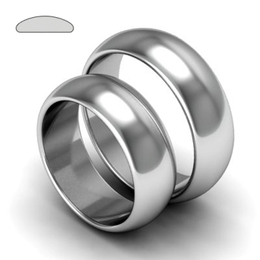 Классические обручальные кольца шириной 3 мм профиль полукруг снаружи и плоский внутри (Вес пары: 5 гр.)
