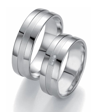 Обручальные кольца матовые комбинированные с бриллиантами на заказ (Вес пары: 16 гр.)
