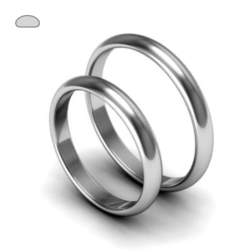 Классические обручальные кольца шириной 3 мм профиль полукруг снаружи и плоский внутри из платины (Вес пары: 10 гр.)