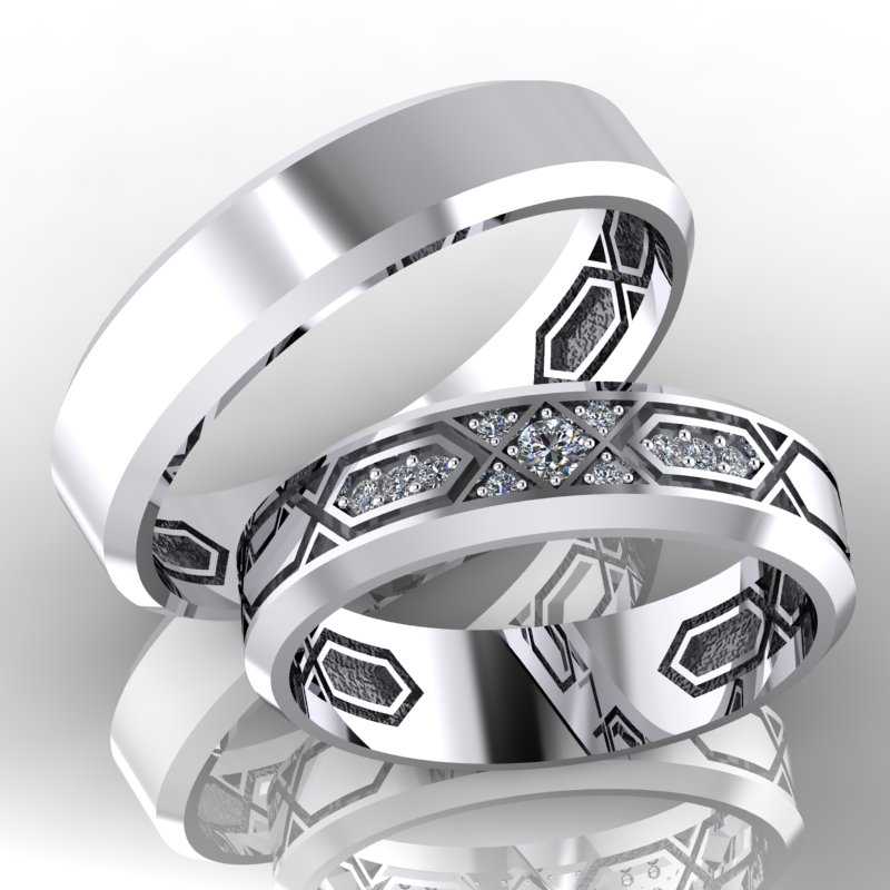 Обручальные кольца Блеск с бриллиантами из белого золота (Вес пары: 8 гр.)