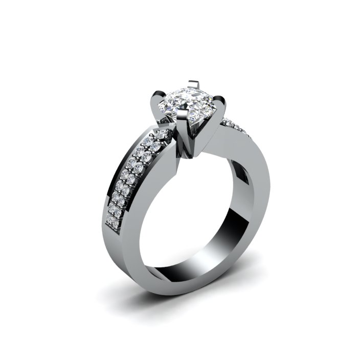 Помолвочное кольцо прямоугольного профиля с бриллиантами 1,14 карат (Вес: 8 гр.)