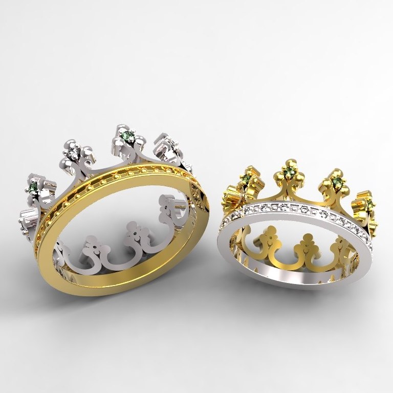 Обручальные кольца в виде короны на заказ (Вес пары: 10 гр.)