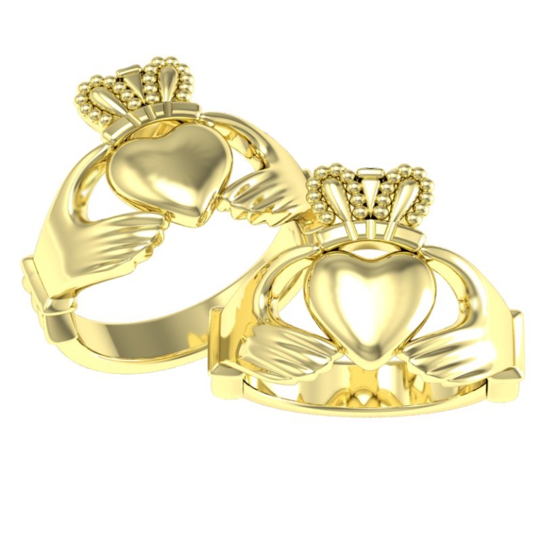 Кладдахские обручальные кольца из жёлтого золота на заказ (Вес пары: 16 гр.)