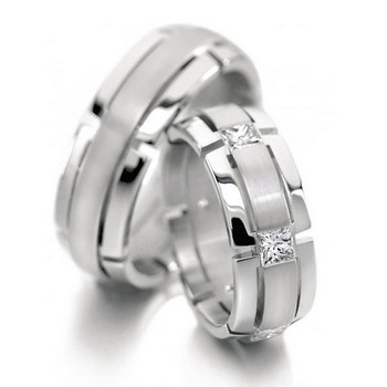 Обручальные кольца браслет из белого золота на заказ с бриллиантами (Вес пары: 14 гр.)