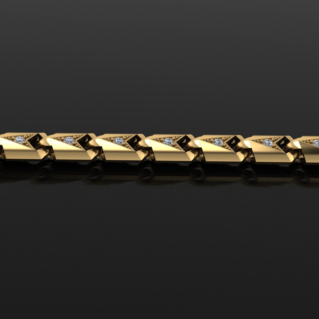 Золотая цепочка эксклюзивное плетение Рыбка с бриллиантами (цена за грамм)