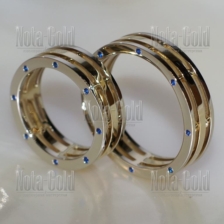 Ювелирная мастерская Nota-Gold изготовила эксклюзивные обручальные кольца на заказ с сапфирами