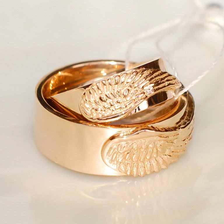 Эксклюзивное обручальное кольцо Крылья Ангела на заказ (Вес пары: 14 гр.)