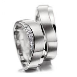 Обручальные кольца на заказ из белого золота с бриллиантами (Вес пары: 14 гр.)