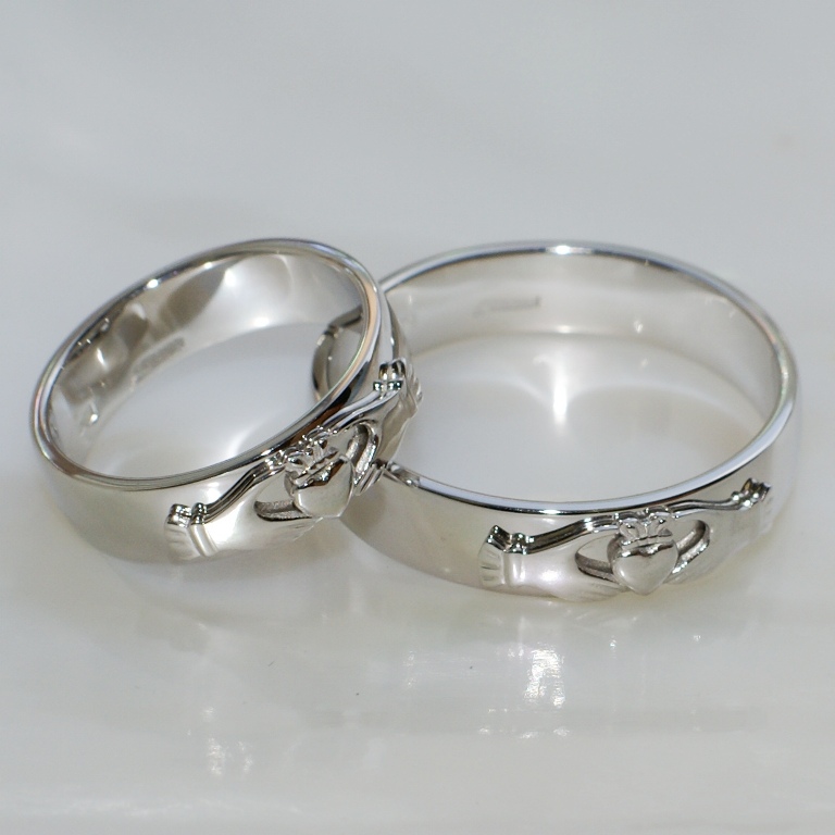 Кладдахские обручальные кольца из белого золота на заказ (Вес пары: 11,5 гр.)