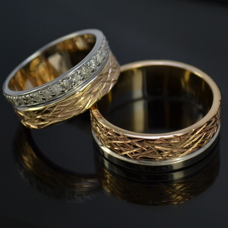 Обручальные кольца с бриллиантами на заказ (Вес пары: 14 гр.)