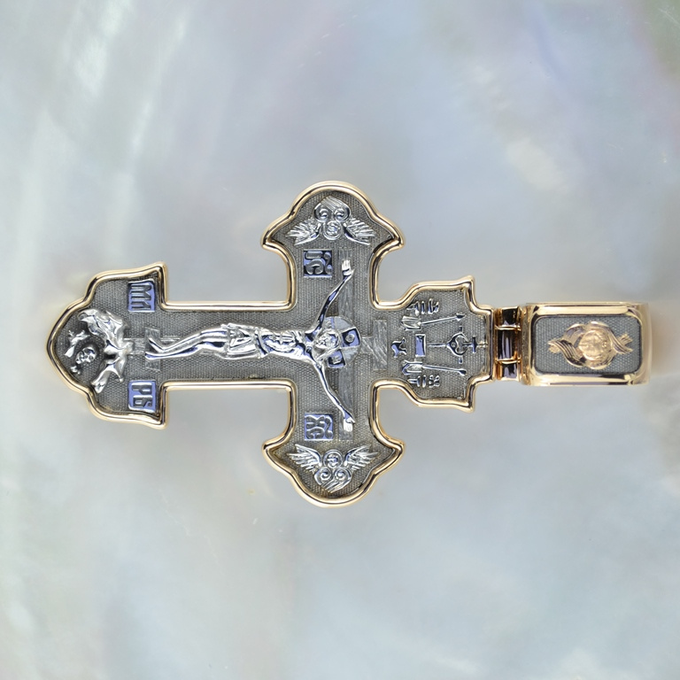 Большой мужской православный крестик из золота с чернением 8 см (Вес: 46 гр.)