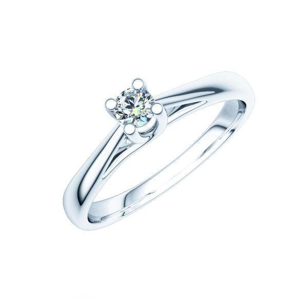 Женское кольцо из  белого золота с бриллиантом 0,2 карат на прямых лапках (Вес: 2,5 гр.)
