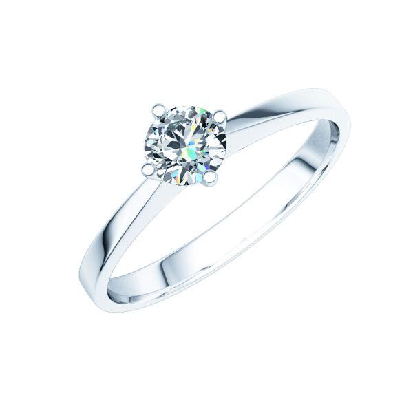 Женское кольцо из  белого золота с одним бриллиантом 0,5 карат на прямоугольной шинке (Вес: 3 гр.)