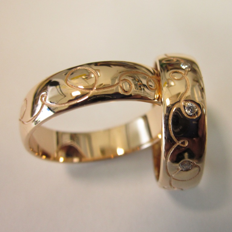 Обручальные кольца на заказ с узором (Вес пары: 9,5 гр.)