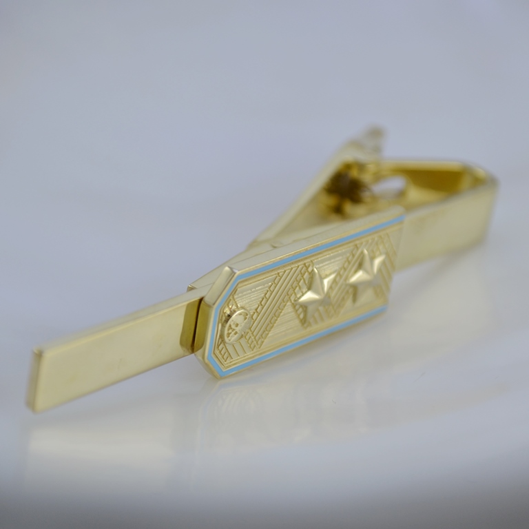 Золотой зажим для галстука в подарок генерал-лейтенанту (Вес: 20 гр.)