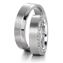 Обручальные кольца на заказ из белого золота с бриллиантами (Вес пары: 12 гр.)