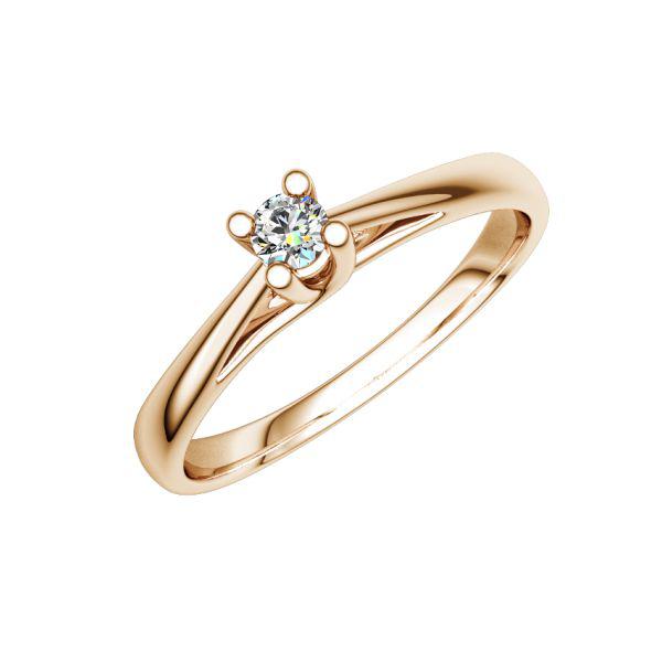 Женское кольцо из  красного золота с бриллиантом 0,08 карат на прямых лапках (Вес: 2,5 гр.)