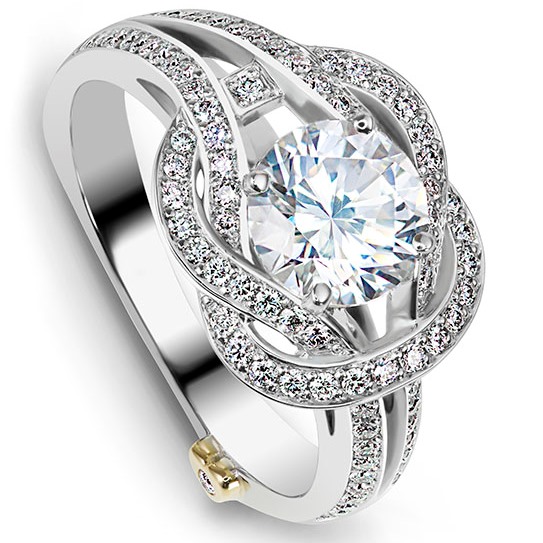 Кольцо для предложения руки и сердца из белого золота с бриллиантами 1,61 карат и сердечком (Вес 9 гр.)