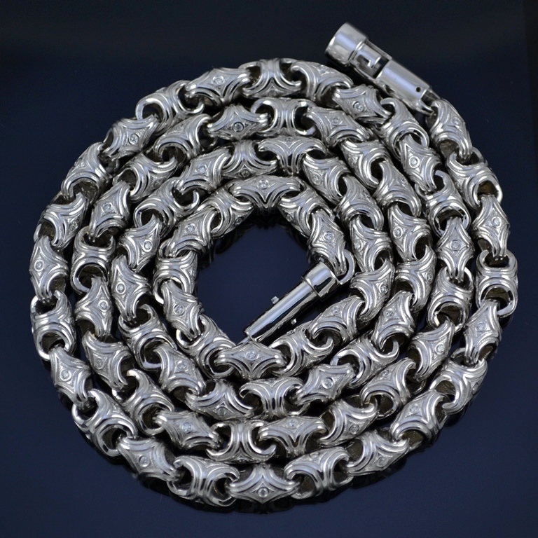 Серебряная цепочка с бриллиантами плетение Арес (цена за грамм)