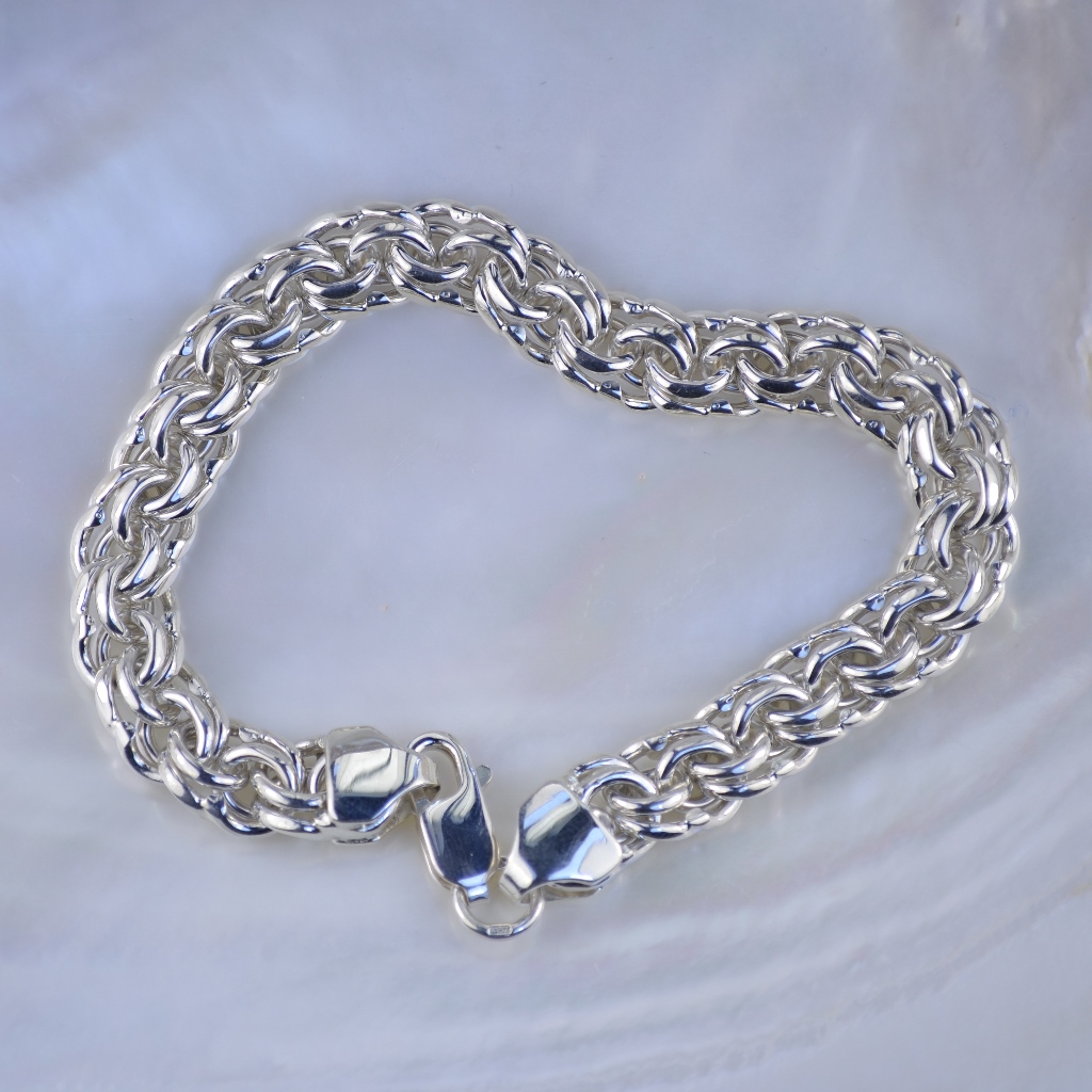 Большой мужской серебряный браслет плетение Бисмарк (цена за грамм)