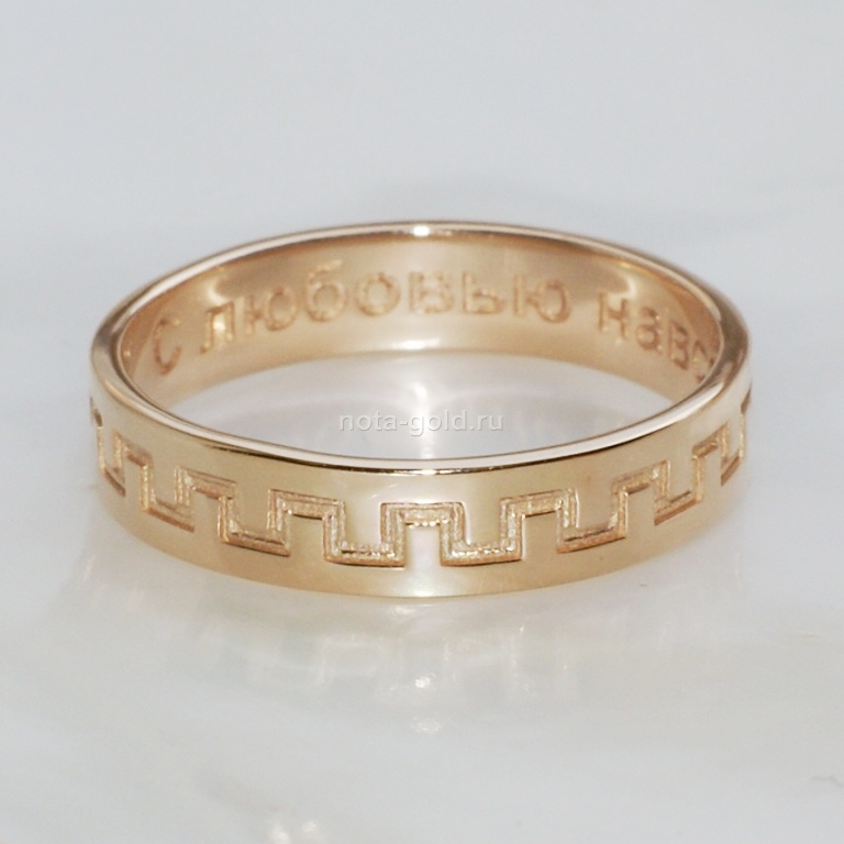 Ювелирная мастерская Nota-Gold изготовила на заказ узкое женское кольцо с орнаментом.